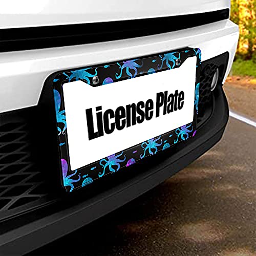 Beabes Blue Purple Octopus License Plate Frame Auto Tag Frames Funny Animal License Plates Holder 2 Holes Colorful Fish Decorative Car Truck Motorcycle License Plates Tag for Men Women - Image 5