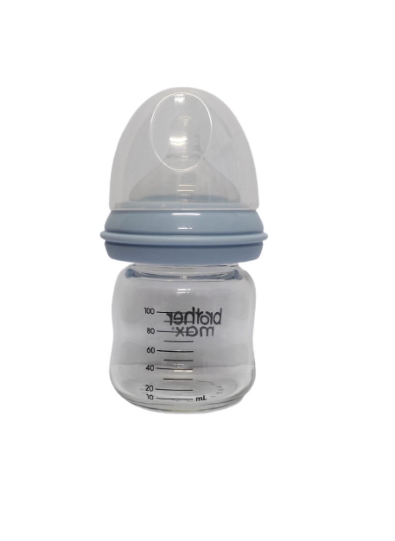 Brother Max Glass Bottle 100Ml Plus Ss Teat-Blue