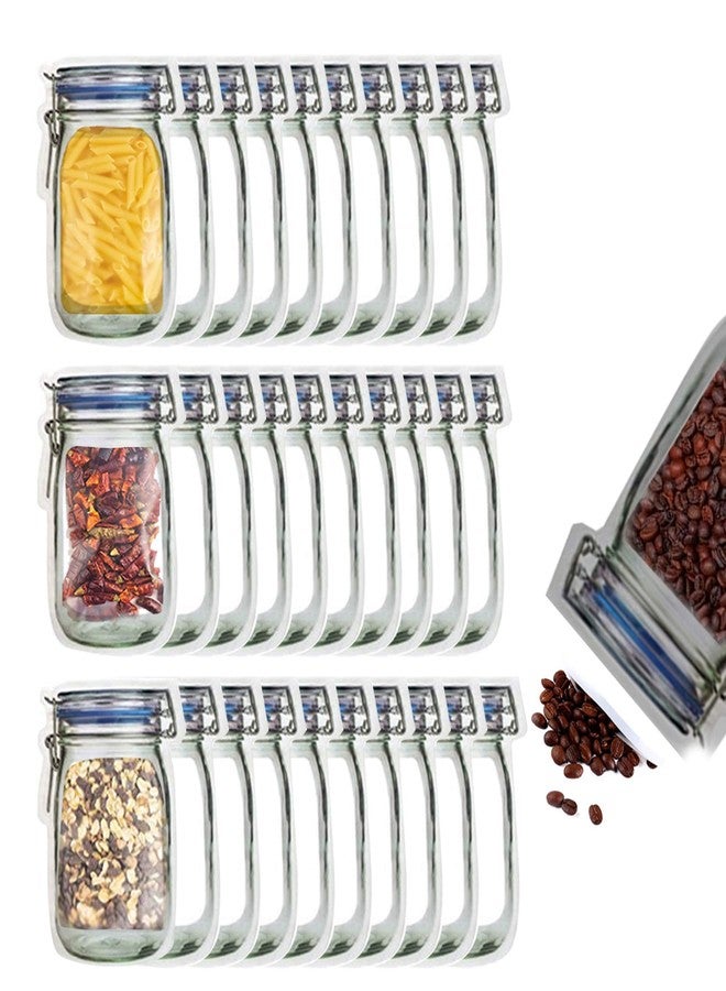anGrace 30 Wide Mouth Mason Jar Bags - Reusable Airtight Food Storage Bags | Leak-Proof Saver for Travel & Camping - Image 1
