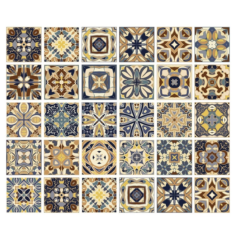 IARTTOP IARTTOP Traditional Vintage Moroccan Style Backsplash SelfAdhesive Tile Sticker Waterproof Oil Proof DIY Mandala Tiles Decals 30pcs6X6 for Bathroom  Kitchen Home Decor 