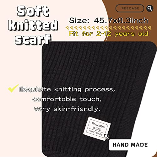 Peecabe Kids Scarf Soft Warm Knit Neck Warmer Winter Classic Scarf for Boys Girls (Black) - Image 4