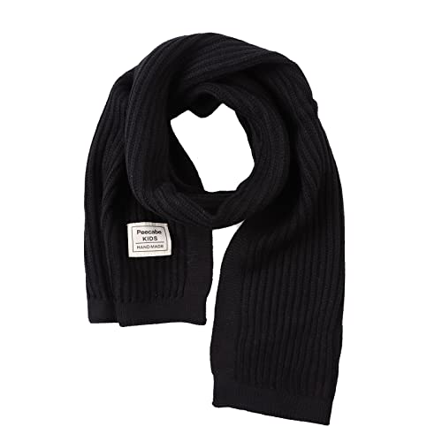 Peecabe Kids Scarf Soft Warm Knit Neck Warmer Winter Classic Scarf for Boys Girls (Black) - Image 1