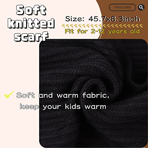 Peecabe Kids Scarf Soft Warm Knit Neck Warmer Winter Classic Scarf for Boys Girls (Black) - Image 5