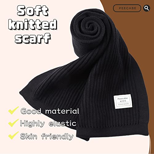Peecabe Kids Scarf Soft Warm Knit Neck Warmer Winter Classic Scarf for Boys Girls (Black) - Image 3