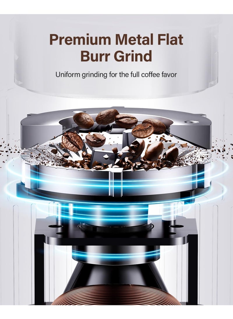 TANGBLIB Electric Burr Coffee Grinder Electric with 25 Grinding Sizes, Coffee Bean Grinder with 40 Seconds Adjustable Electronic Timer, Coffee Grinders for Home Use with Chamber Cleaning Button  - Image 3