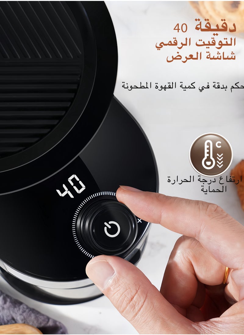 تانجبلب مطحنة قهوة كهربائية مع 25 مقاس للطحن مطحنة حبوب القهوة مع مؤقت إلكتروني قابل للتعديل لمدة 40 ثانية، للاستخدام المنزلي مع زر تنظيف الحاوية  - Image 4