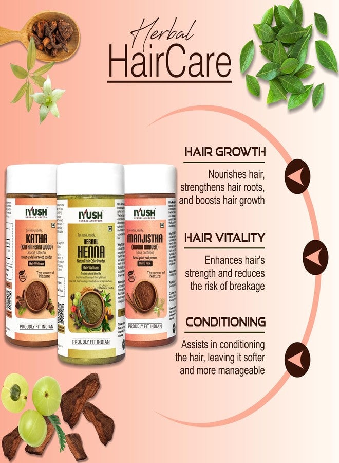 IYUSH Herbal Ayurveda Manjistha Powder with Katha Powder for Hair and Herbal Henna Powder for Hair Colour - 750gm | Natural Hair Colour | Hair Volume Powder | Hair Mask for Hair Growth | 250gm each - Image 4