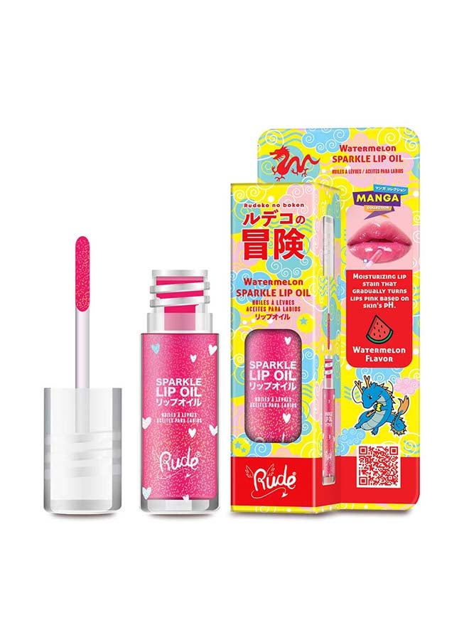 Rude Manga Collection Manga Sparkle Lip Oil - Watermelon - Image 1