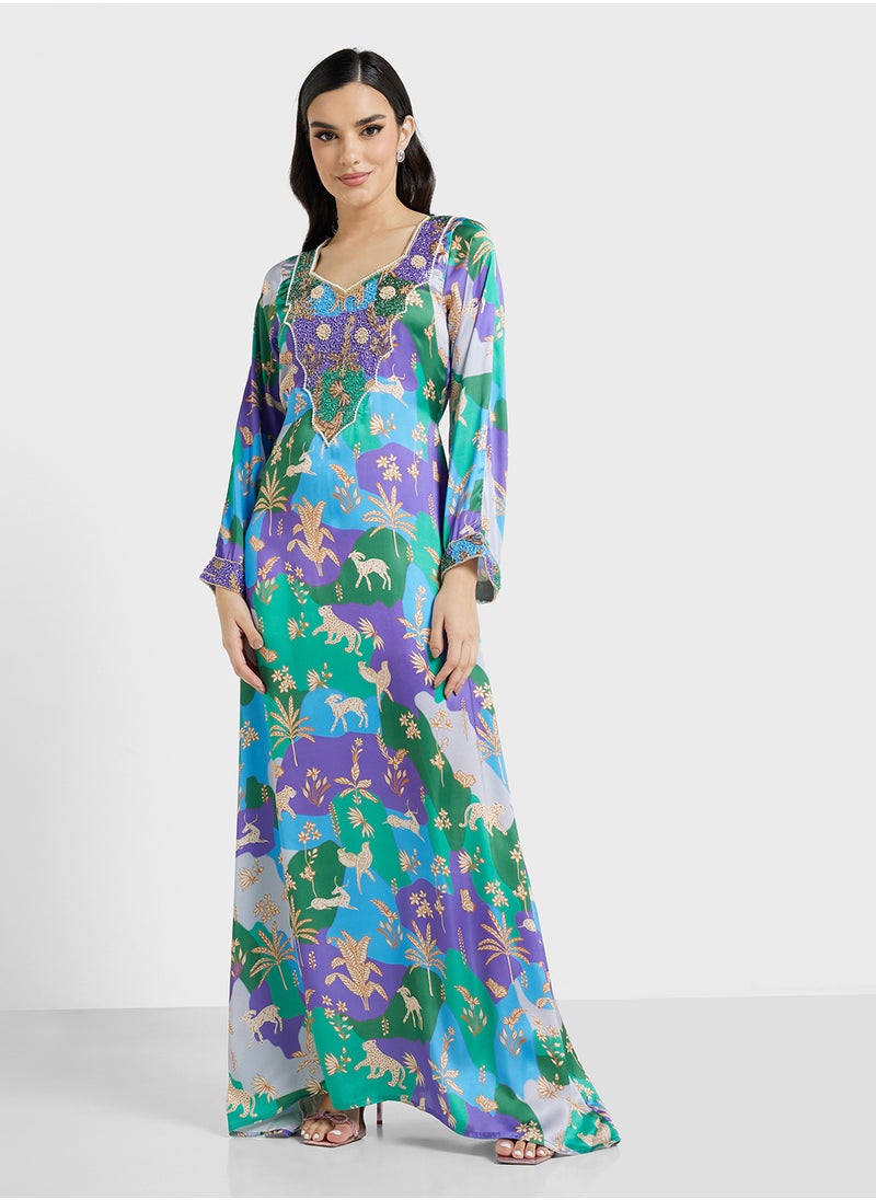 ARABIAN CLOSET Embellished Belted Jalabiya  - Image 4