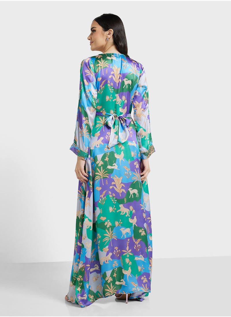 ARABIAN CLOSET Embellished Belted Jalabiya  - Image 2