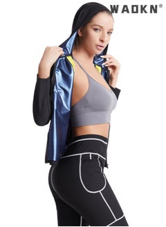 WAOKN Shape Weight Loss Zipper Jacket Long Sleeve,Sweat Suit,Women's Body Shaping Hot Sweat Sauna Top,sports Training Long Sleeve Zipper/Hand Guard Weight Loss Polymer Waist Trainer  - Image 5