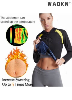 WAOKN Shape Weight Loss Zipper Jacket Long Sleeve,Sweat Suit,Women's Body Shaping Hot Sweat Sauna Top,sports Training Long Sleeve Zipper/Hand Guard Weight Loss Polymer Waist Trainer  - Image 4