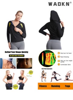 WAOKN Shape Weight Loss Zipper Jacket Long Sleeve,Sweat Suit,Women's Body Shaping Hot Sweat Sauna Top,sports Training Long Sleeve Zipper/Hand Guard Weight Loss Polymer Waist Trainer  - Image 2