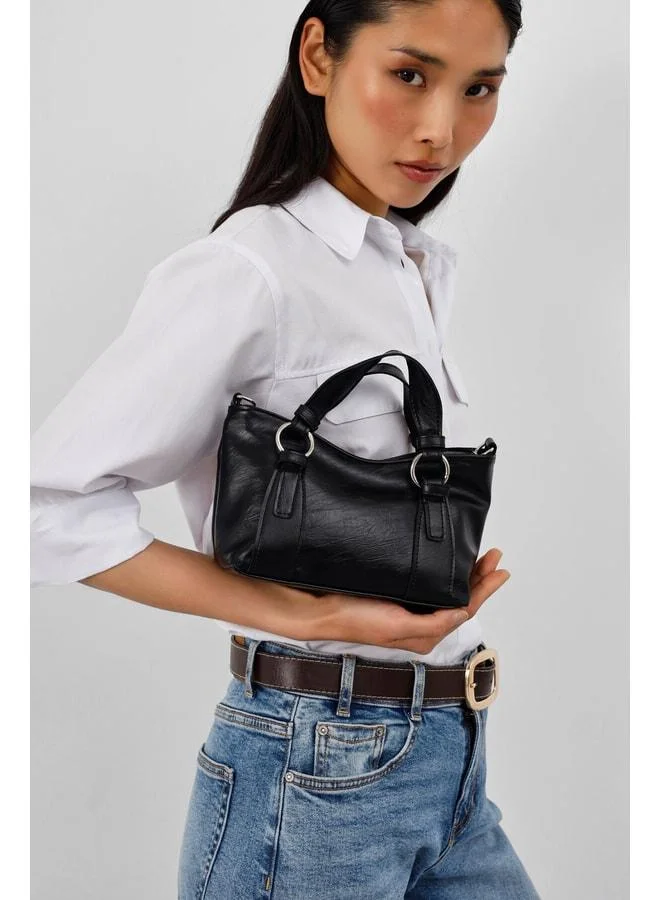 Jardin Ring-Detail Hand and Crossbody Bag – Black.