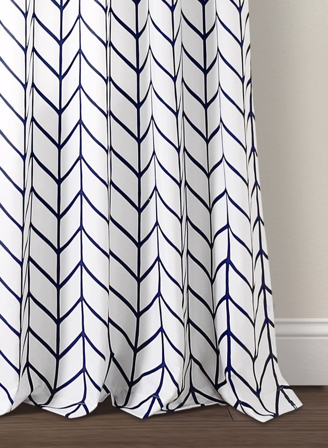 Lush Decor Calia Chevron Geo Window Curtain Panel Pair, 84" L x 52" W, Navy - Image 4