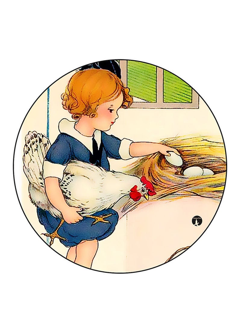 Girl Printed Mouse Pad  Round  Multicolour