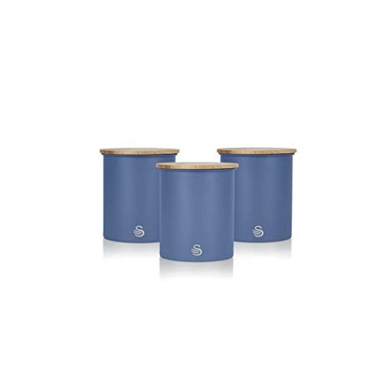Swan SWKA17513BLUN Nordic Set of 3 Storage Canisters Sugar Tea Coffee Blue One Size