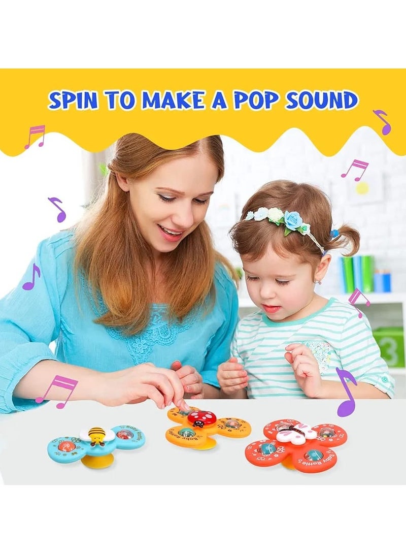 3 PCS Baby Suction Cup Spinning Top Toys – Insect-Shaped Rotating Fidget Spinners & Rattles – Sensory Stress Relief & Bath Time Fun for Infants & Toddlers  - Image 2