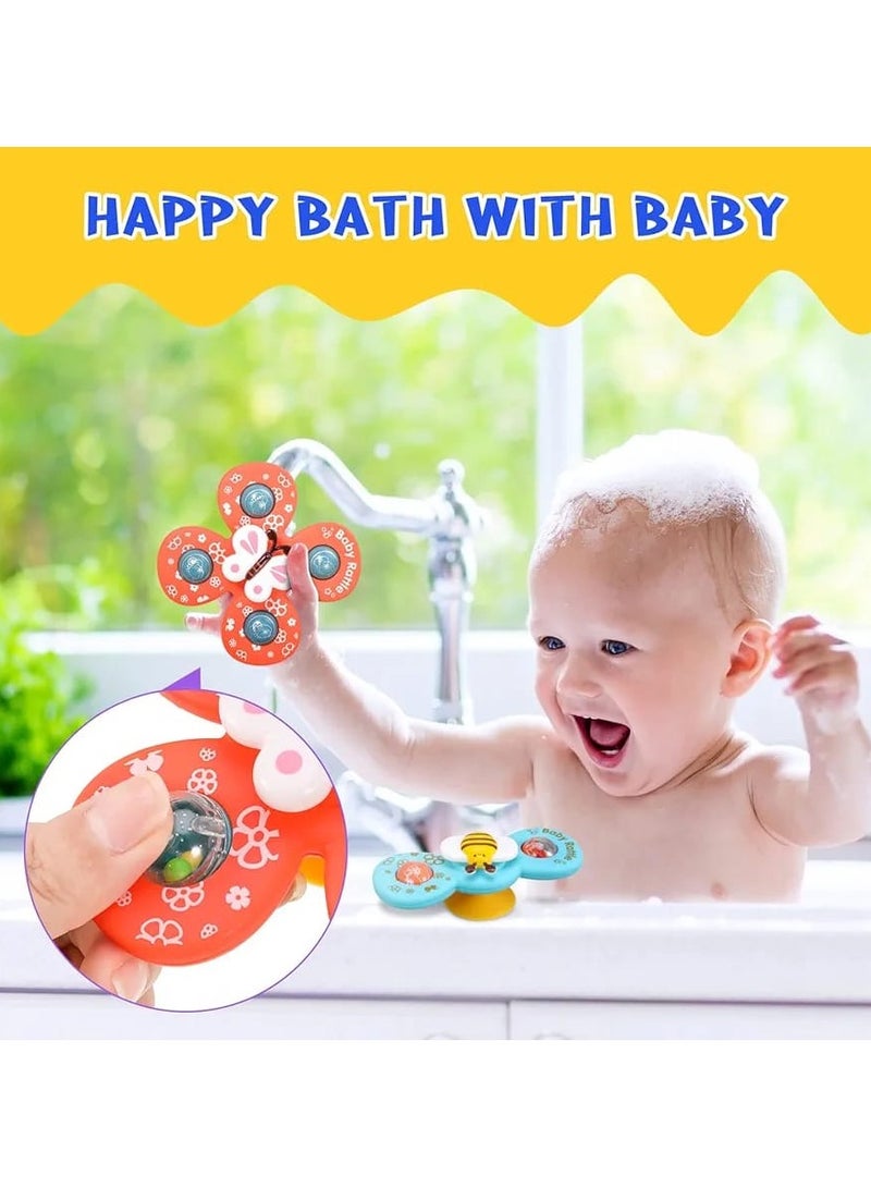 3 PCS Baby Suction Cup Spinning Top Toys – Insect-Shaped Rotating Fidget Spinners & Rattles – Sensory Stress Relief & Bath Time Fun for Infants & Toddlers  - Image 4