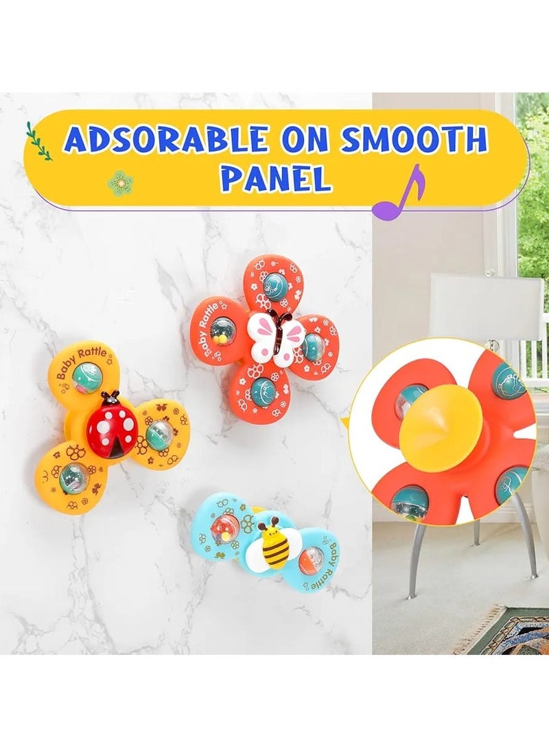 3 PCS Baby Suction Cup Spinning Top Toys – Insect-Shaped Rotating Fidget Spinners & Rattles – Sensory Stress Relief & Bath Time Fun for Infants & Toddlers  - Image 5