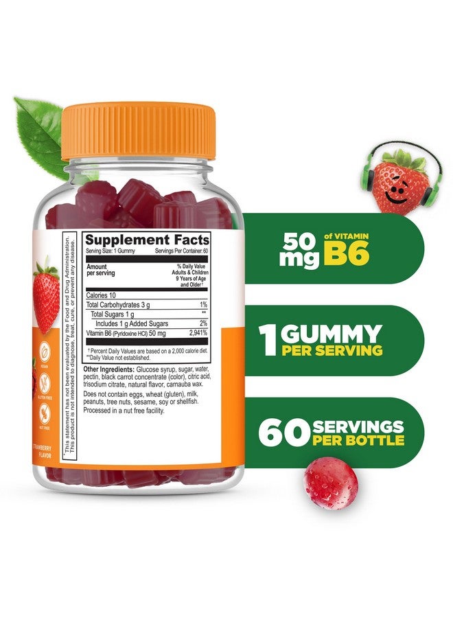 Lifeable Vitamin B6 Gummies for Kids | Great Tasting B6 Vitamins 50mg | Vegan Non-GMO Gluten Free | for Nerve Function Support | 60 Gummies - Image 2