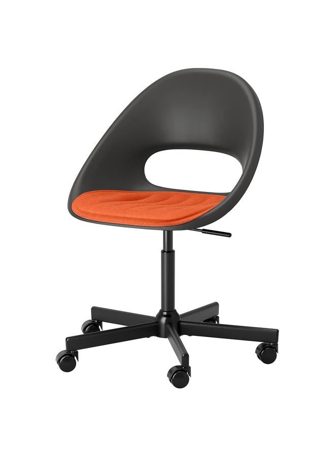 erorex Swivel Chair + Pad, Dark Grey/Orange - Image 1