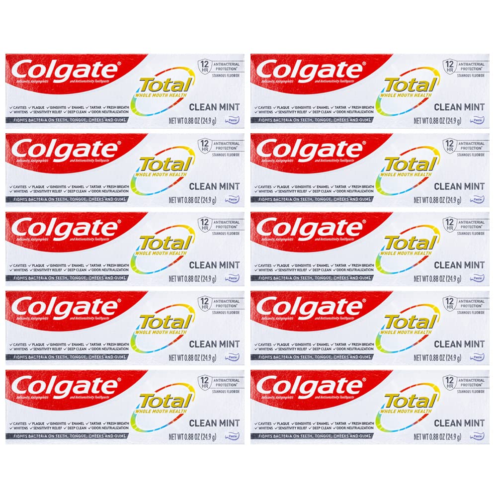 Colgate Total Toothpaste Clean Mint Travel Size 088 oz 249g Pack of 1010
