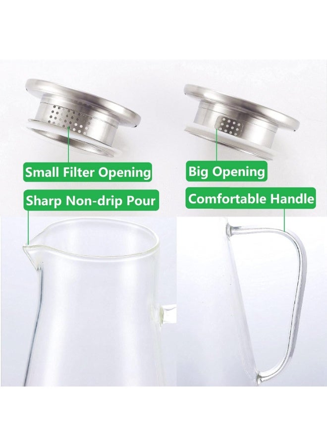 1.8 Liter 1800ML Glass Pitcher With Lid, Hot&Cold Water Pitcher With Handle, for Homemade Beverage, Juice, Iced Tea and Milk - Image 4