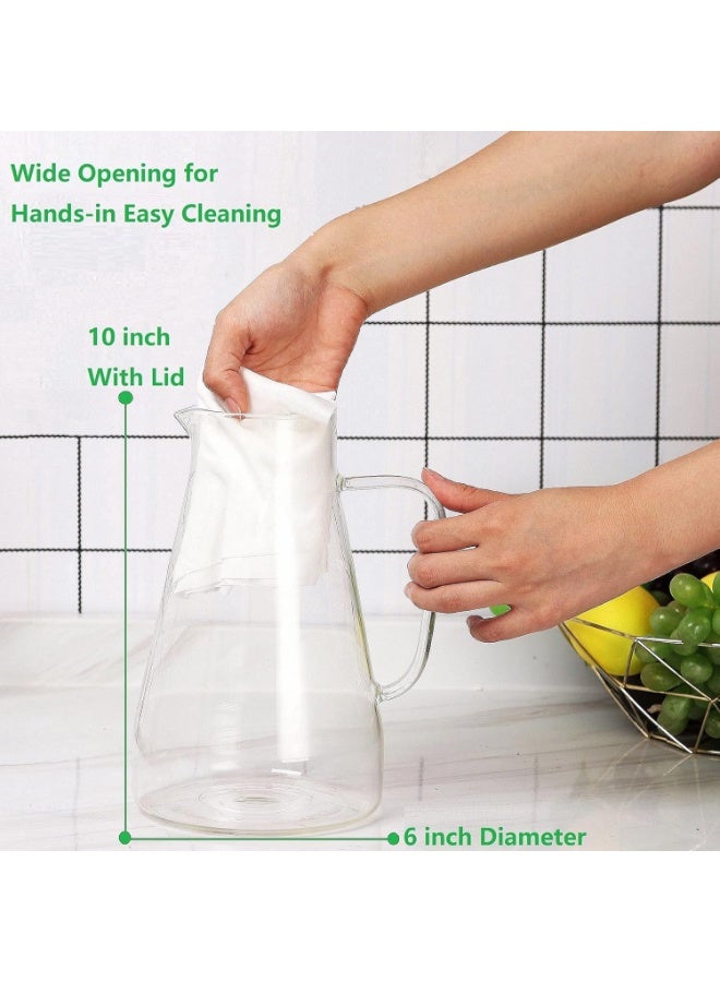 1.8 Liter 1800ML Glass Pitcher With Lid, Hot&Cold Water Pitcher With Handle, for Homemade Beverage, Juice, Iced Tea and Milk - Image 5