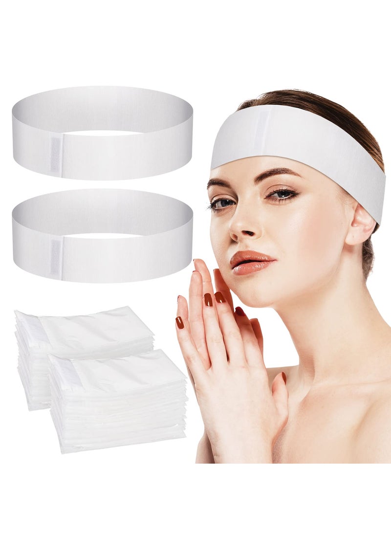 Noverlife - Noverlife 100PCS Disposable Spa Facial Headbands Elastic Headband Wrap with Adjustable Magic Tape Stretch NonWoven Facial Bandeau Soft Skin Care Essential Headband with Convenient Closure - Image 1
