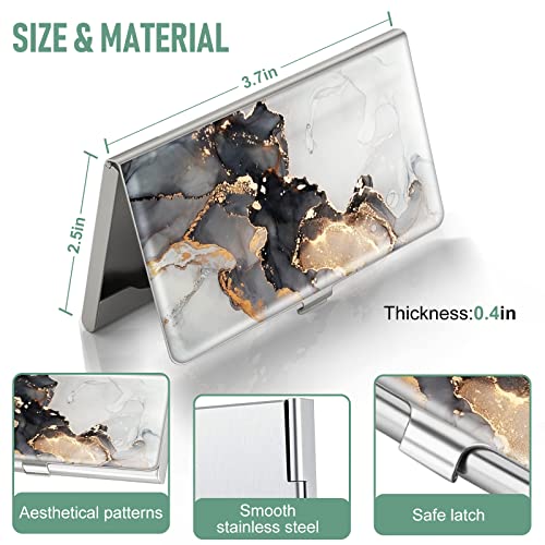 Swooflia Business Card Holder Case Wallet for Men Women Metal Black Grey Marble Slim Pocket Purse Square Card Cases Cute For Realtors Real Estate Agents - Image 3