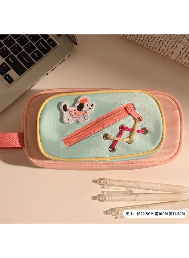 Candy Color Hand-held Pencil Bag Large Capacity  New Pencil Case High-looking Style Junior High School Girls Stationery Bag