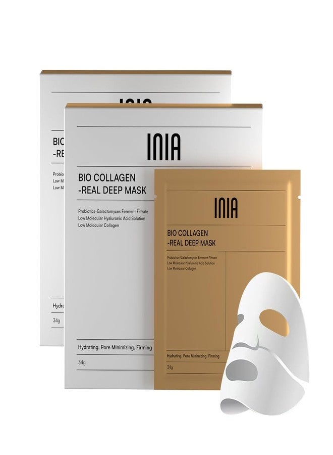INIA Bio-Collagen Face Mask with Hyaluronic Acid – Deep Hydrating & Firming Hydrogel Mask for Skin Elasticity & Pore Minimizing – 4 Pack - Image 1