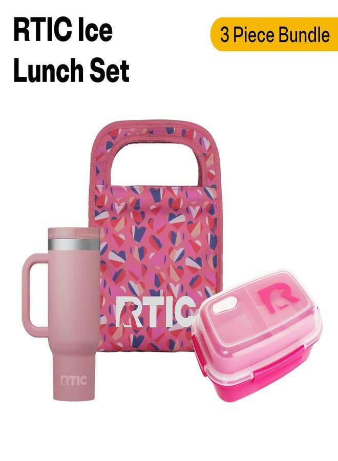 RTIC Ice Lunch Set - Includes Freezable Lunch Bag and Container and 16oz Little Road Trip Stainless Steel Insulated Tumbler for Work, Travel, Sweet Hearts - Image 2