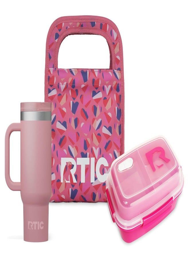 RTIC Ice Lunch Set - Includes Freezable Lunch Bag and Container and 16oz Little Road Trip Stainless Steel Insulated Tumbler for Work, Travel, Sweet Hearts - Image 1