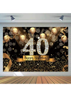 sensfun 10X8Ft Happy 40Th Birthday Party Photography Backdrop Glitter Black And Gold Balloons Background For Adult Fabulous 40 Bday Party Decorations Shining Diamond Fifty Years Old Photo Booth Banner  - Image 4