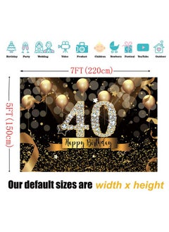 sensfun 10X8Ft Happy 40Th Birthday Party Photography Backdrop Glitter Black And Gold Balloons Background For Adult Fabulous 40 Bday Party Decorations Shining Diamond Fifty Years Old Photo Booth Banner  - Image 5