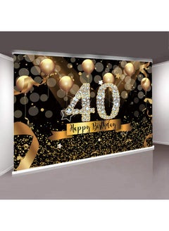 sensfun 10X8Ft Happy 40Th Birthday Party Photography Backdrop Glitter Black And Gold Balloons Background For Adult Fabulous 40 Bday Party Decorations Shining Diamond Fifty Years Old Photo Booth Banner  - Image 2