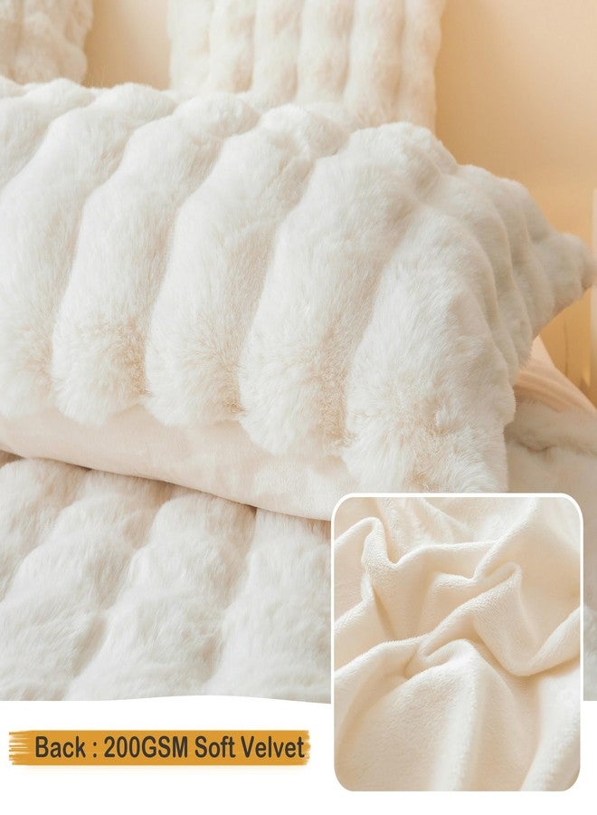 LIFEREVO Fluffy Faux Rabbit Fur Body Pillow Cover, Luxury Ivory Bubble Shaggy Plush Bed Body Pillowcase with Zipper Closure, Long 20"x54" Fuzzy Furry Pillow Case for Adults Kids Girls Teens, Beige - Image 5