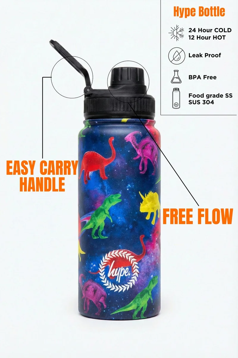 Just Hype HYPE Water Bottle Space Dinosaurs Metal