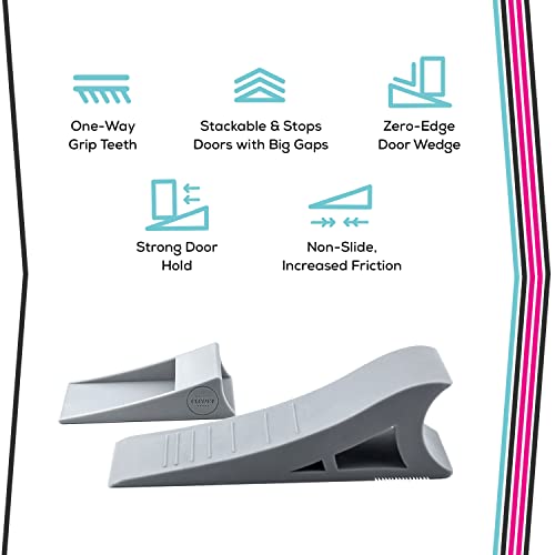 Quality Clever Heavy Duty Rubber Door Stopper – Zero Edge Door Wedge Stops All Doors, Gaps to 1.5 Inch on All Surfaces – Door Stopper Wall Mount Hangs Up When Not in Use for No-Bending Easy Access - Image 5