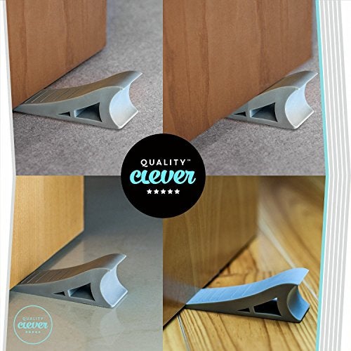 Quality Clever Heavy Duty Rubber Door Stopper – Zero Edge Door Wedge Stops All Doors, Gaps to 1.5 Inch on All Surfaces – Door Stopper Wall Mount Hangs Up When Not in Use for No-Bending Easy Access - Image 2