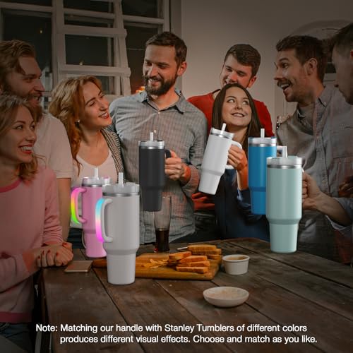 Terficer 6 Colors LED Light-Up Tumbler Handle for Stanley 40oz/30oz, Comfortable Water Bottle Handle for Stanley Tumbler-Compatible with 40oz Stanley Cup Accessories, Use for Outdoor, Christmas Party (Frost) - Image 3