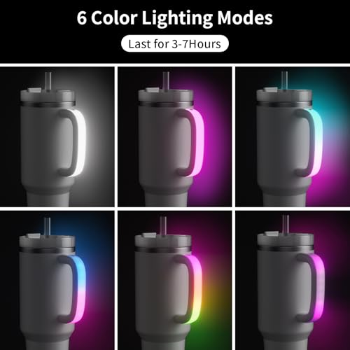Terficer 6 Colors LED Light-Up Tumbler Handle for Stanley 40oz/30oz, Comfortable Water Bottle Handle for Stanley Tumbler-Compatible with 40oz Stanley Cup Accessories, Use for Outdoor, Christmas Party (Frost) - Image 4