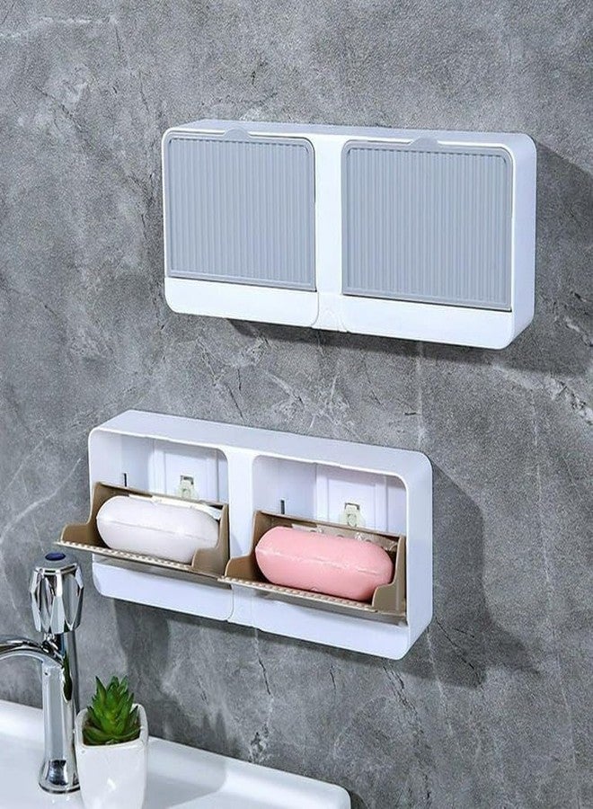 NESTIFY Double Bar Soap Dish with Drainage Box, Premium Plastic Holder for Shower, Easy Cleaning, Dry,Extend Soap Life,No Drilling Box are Simple, Beautiful and Practical (Multicolor) (Pack of 1) - Image 2