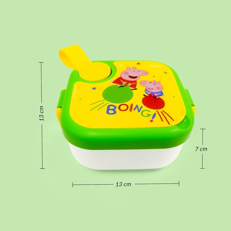 Rabitat Peppa Pig LUNCHMATE Mini-Personalized Stainless Steel Lunch Box- 2 Years Brand Warranty | Tiffin Box for Kids | Lunch Box for School Kids| Hop On 500 ml - Image 3