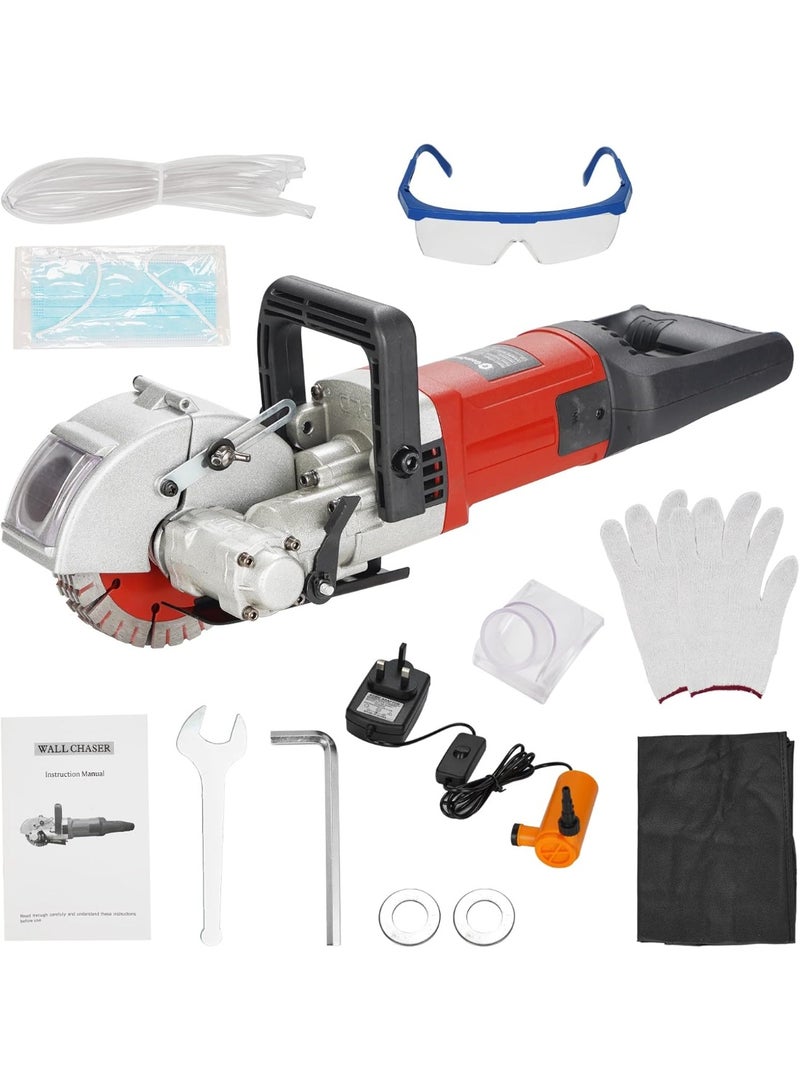 GearZone آلة قطع الأخاديد الجدارية مع صندوق الأدوات 220 فولت 4800 واط، مع 4 شفرات منشار آلة شق الجدران الكهربائية لقطع الطوب والجرانيت والرخام والخرسانة بعرض قطع 38 مم/عمق قطع 38 مم - Image 1