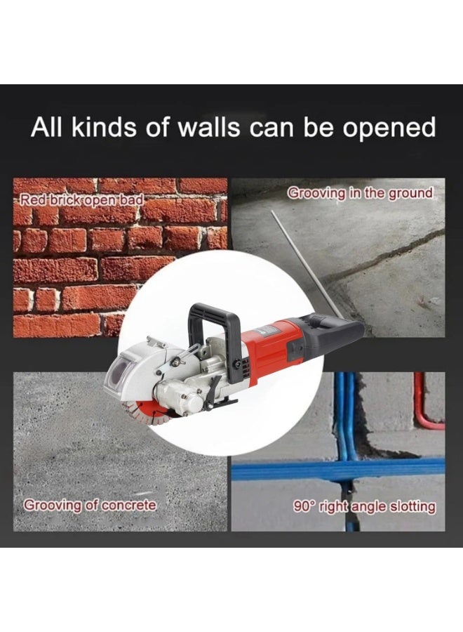 GearZone آلة قطع الأخاديد الجدارية مع صندوق الأدوات 220 فولت 4800 واط، مع 4 شفرات منشار آلة شق الجدران الكهربائية لقطع الطوب والجرانيت والرخام والخرسانة بعرض قطع 38 مم/عمق قطع 38 مم - Image 4