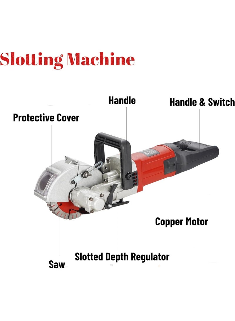 GearZone آلة قطع الأخاديد الجدارية مع صندوق الأدوات 220 فولت 4800 واط، مع 4 شفرات منشار آلة شق الجدران الكهربائية لقطع الطوب والجرانيت والرخام والخرسانة بعرض قطع 38 مم/عمق قطع 38 مم - Image 2