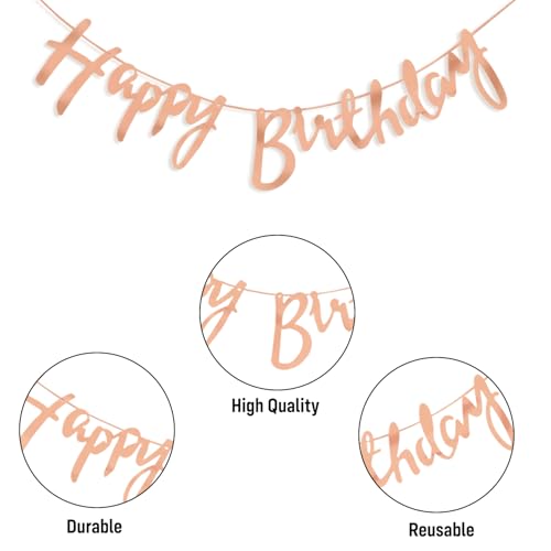 Party Propz Birthday Decoration Kit for Girls – 42 Pcs Rose Gold Birthday Decoration Kit with Foil Balloons, Happy Birthday Banner & Rose Gold Balloons for Decoration (Latex, Cardstock, Foil) - Image 3